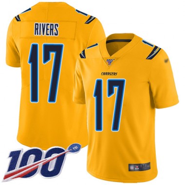 Los Angeles Chargers NFL Football Philip Rivers Gold Jersey Youth Limited #17 100th Season Inverted Legend->women nfl jersey->Women Jersey